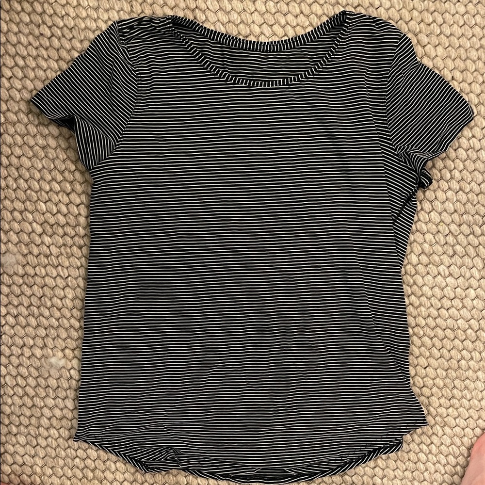 Lululemon Black and White Striped Women's Tee